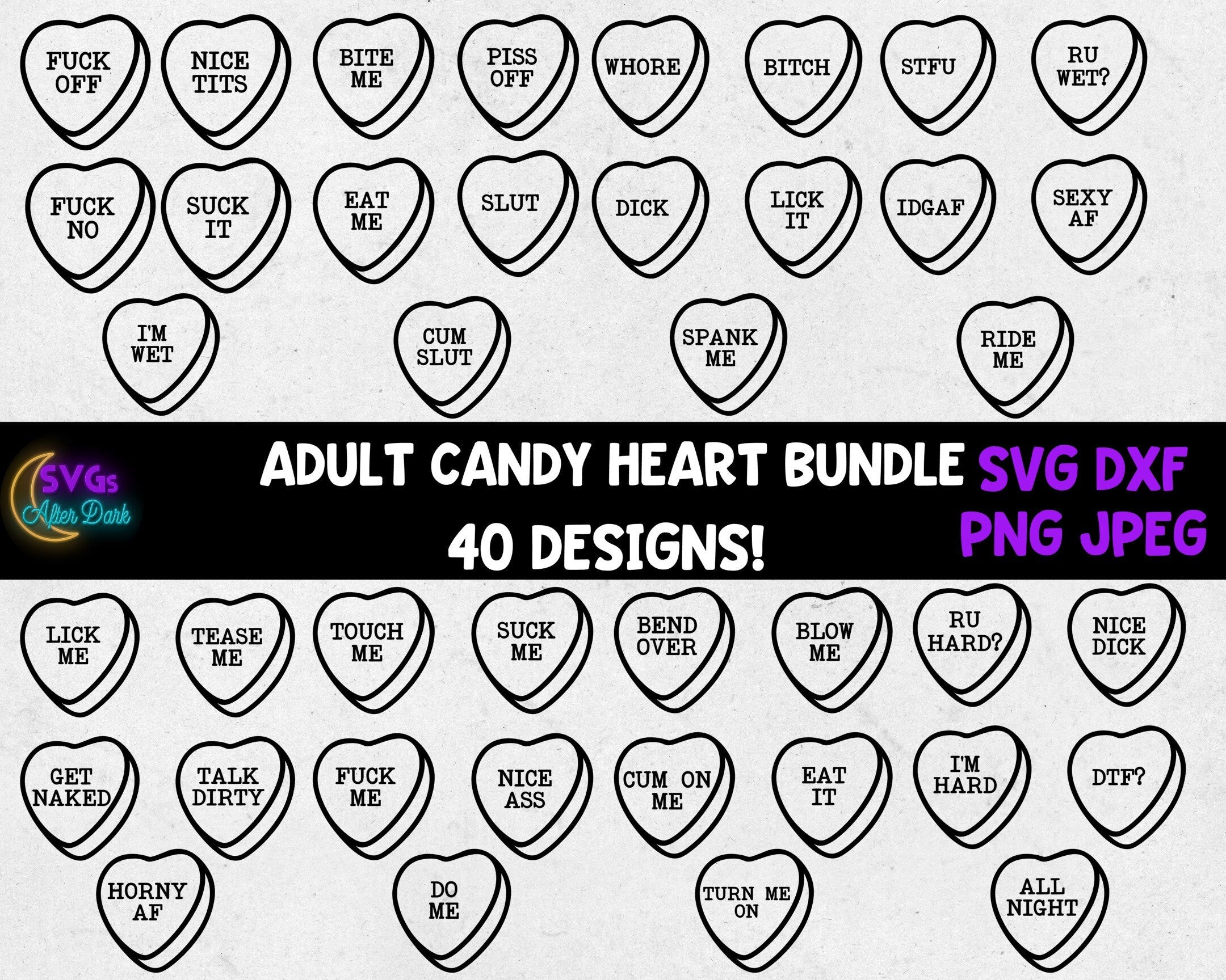 NSFW SVG - Adult Candy Hearts SVG - Adult Conversation Hearts Svg - Dirty Valentine's Day Svg