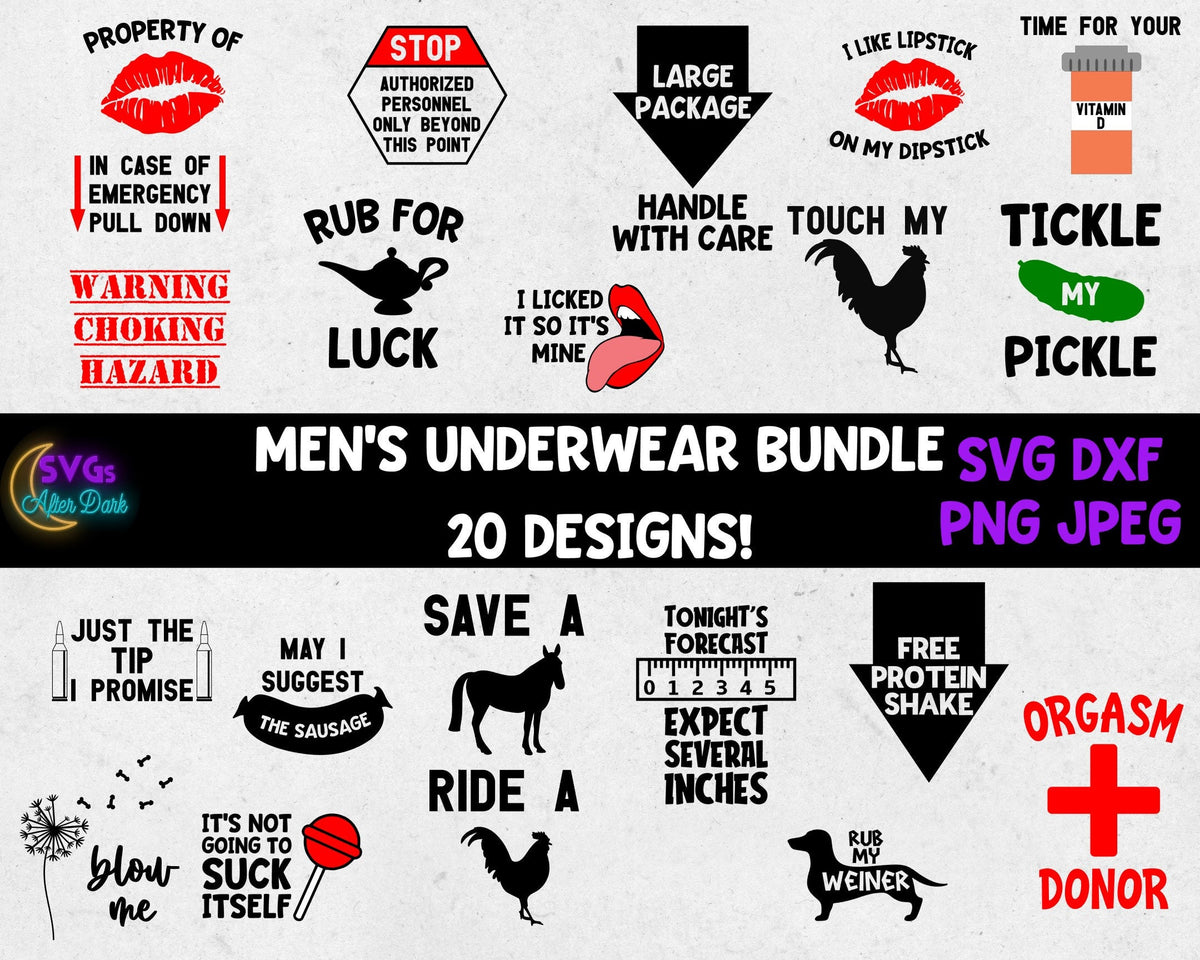 NSFW SVG - Men's Underwear Mega SVG Bundle - Naughty Underwear Svg Bundle