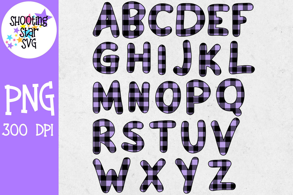Light Purple Buffalo Plaid Alphabet Set - Sublimation