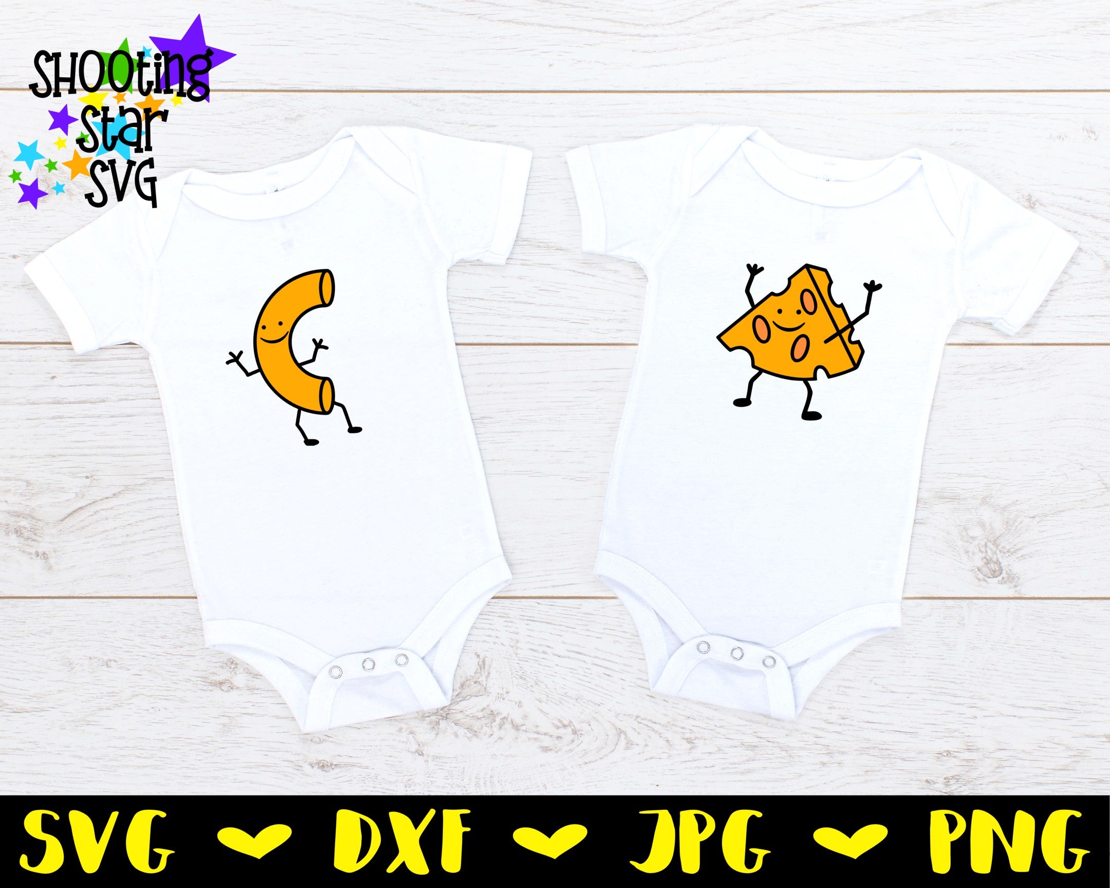 Mac and Cheese - Best Friends SVG - Twin Bodysuit SVG