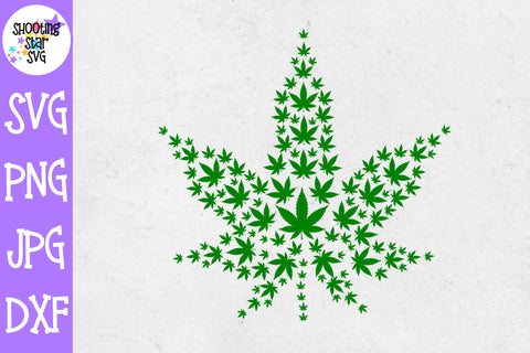 Marijuana Leaf with Marijuana Leaves  svg - Weed SVG - Marijuana SVG - Rolling Tray SVG