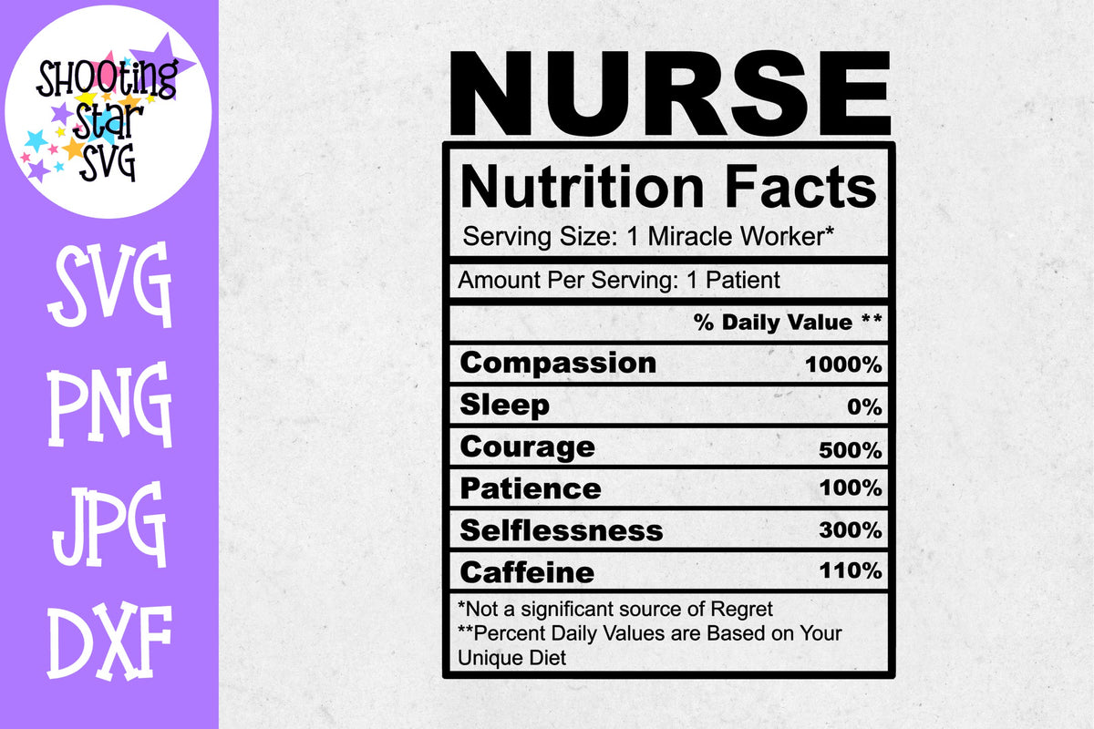 Nurse Nutrition Facts SVG - Nurse SVG