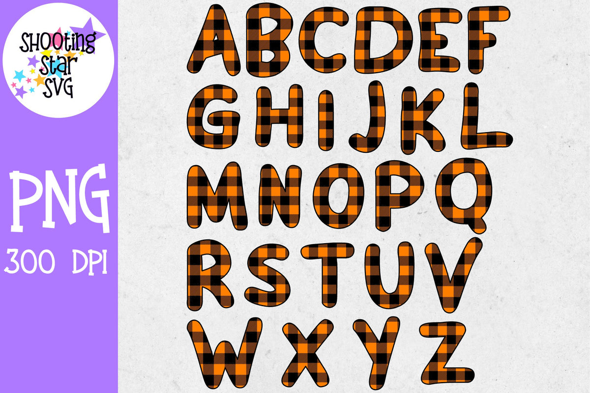 Orange Buffalo Plaid Alphabet Set - Sublimation Alphabet