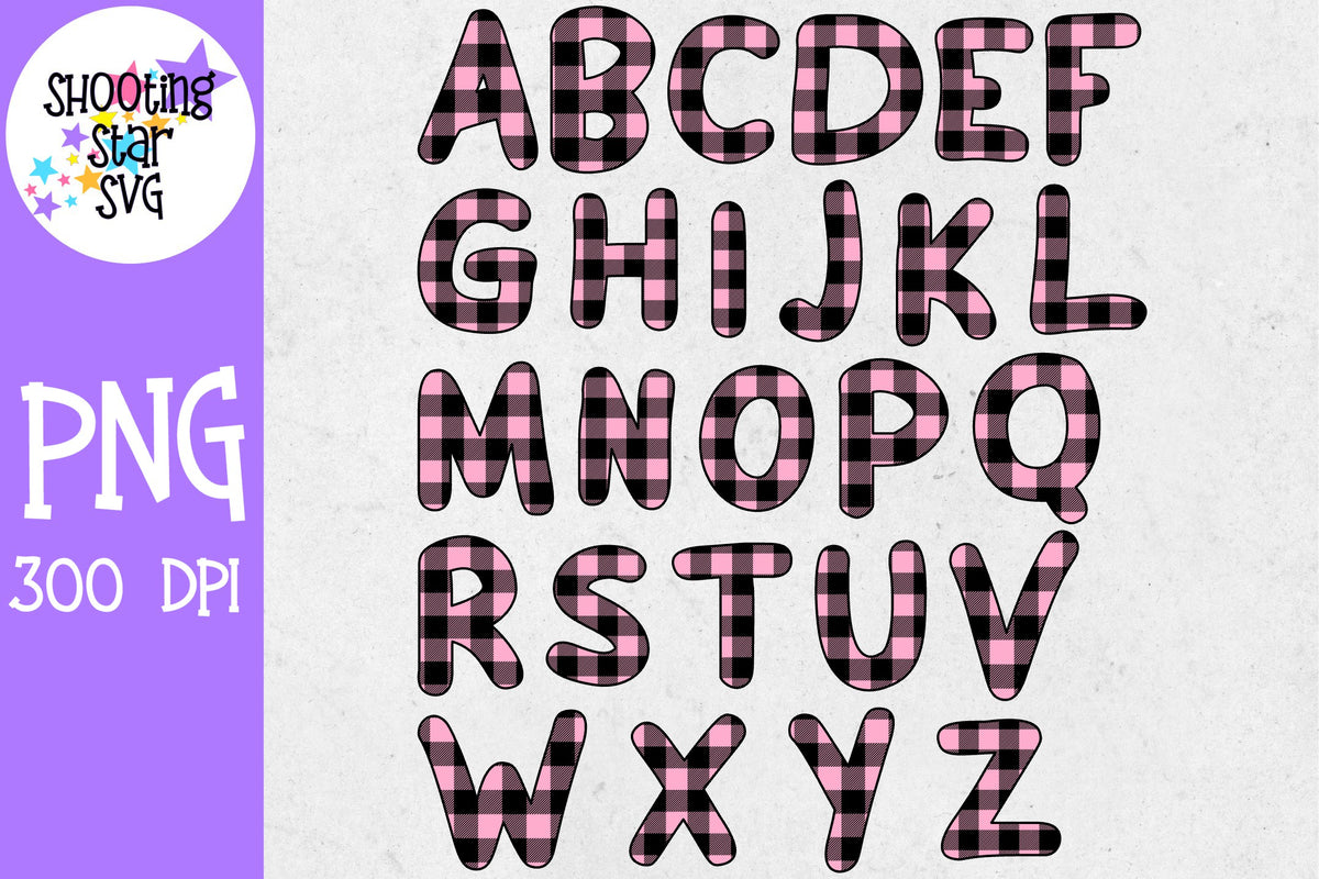 Pink Buffalo Plaid Alphabet Set - Sublimation Alphabet
