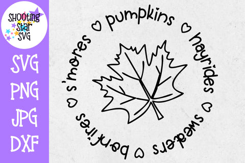 S'mores Hayrides Pumpkins Bonfires Sweaters with Leaf SVG - Fall SVG - Autumn SVG