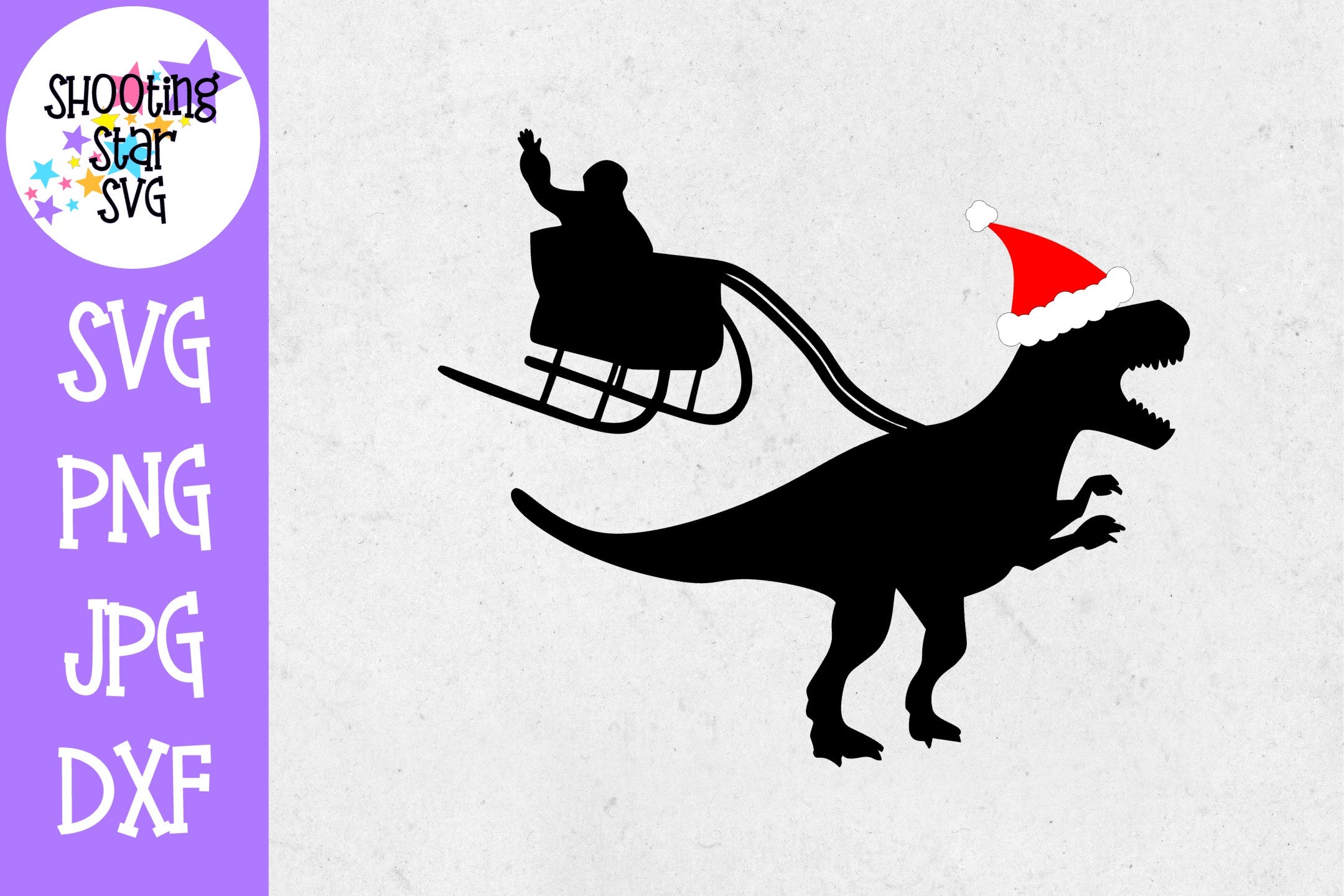 Santa Sleigh and Dinosaur SVG - Christmas SVG