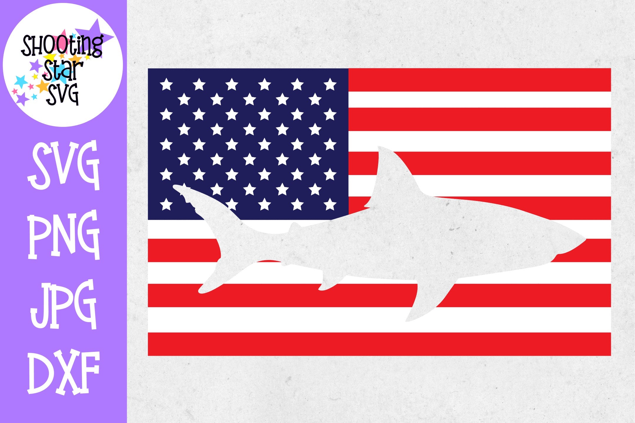 American Flag with Shark Cutout - Fourth of July SVG