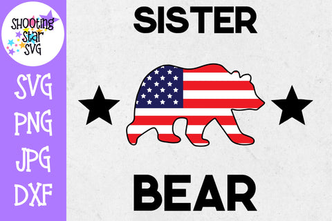 Sister bear with American Flag - Fourth of July SVG