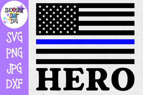 American Flag Hero - Thin Blue Line - Police Officer SVG