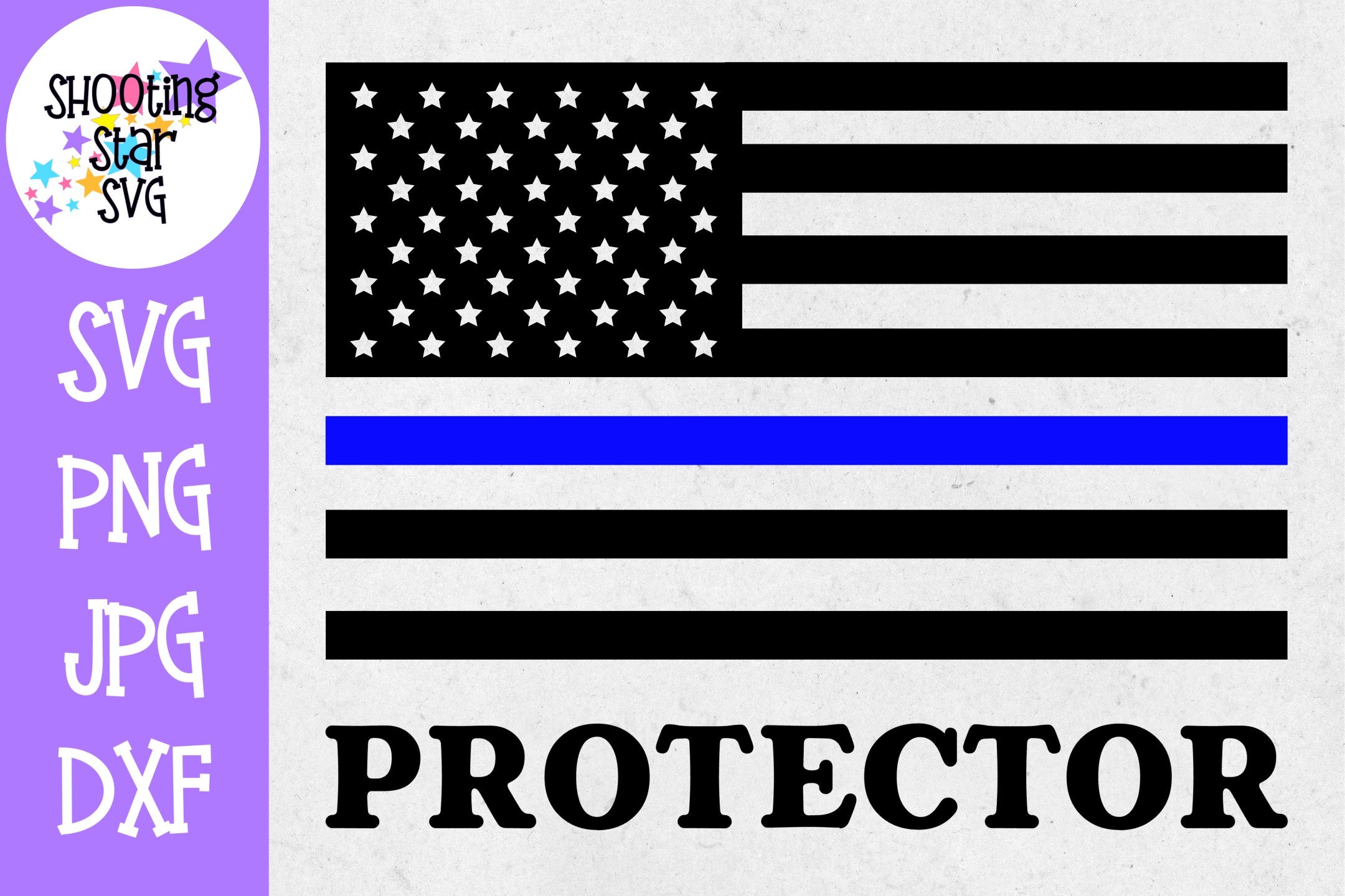 American Flag Protector- Thin Blue Line - Police Officer SVG
