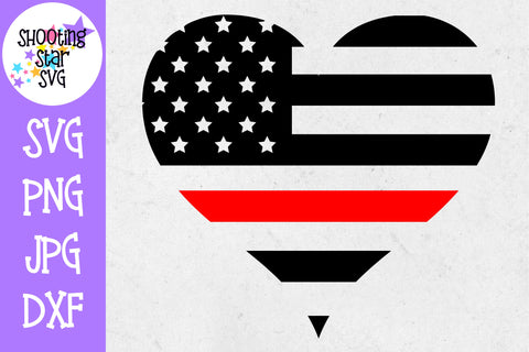 American Flag Heart - Firefighter Wife - Thin Red Line - Firefighter SVG