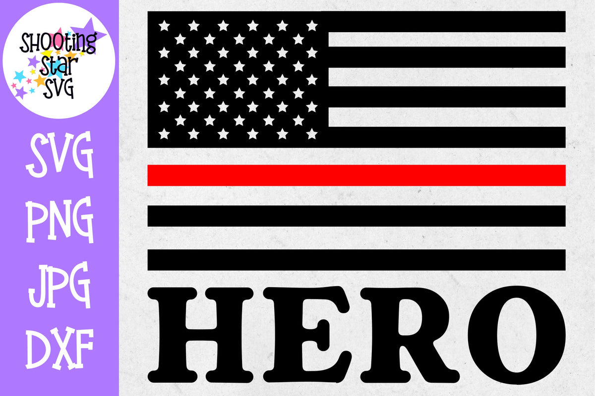 American Flag Hero - Thin Red Line - Firefighter SVG