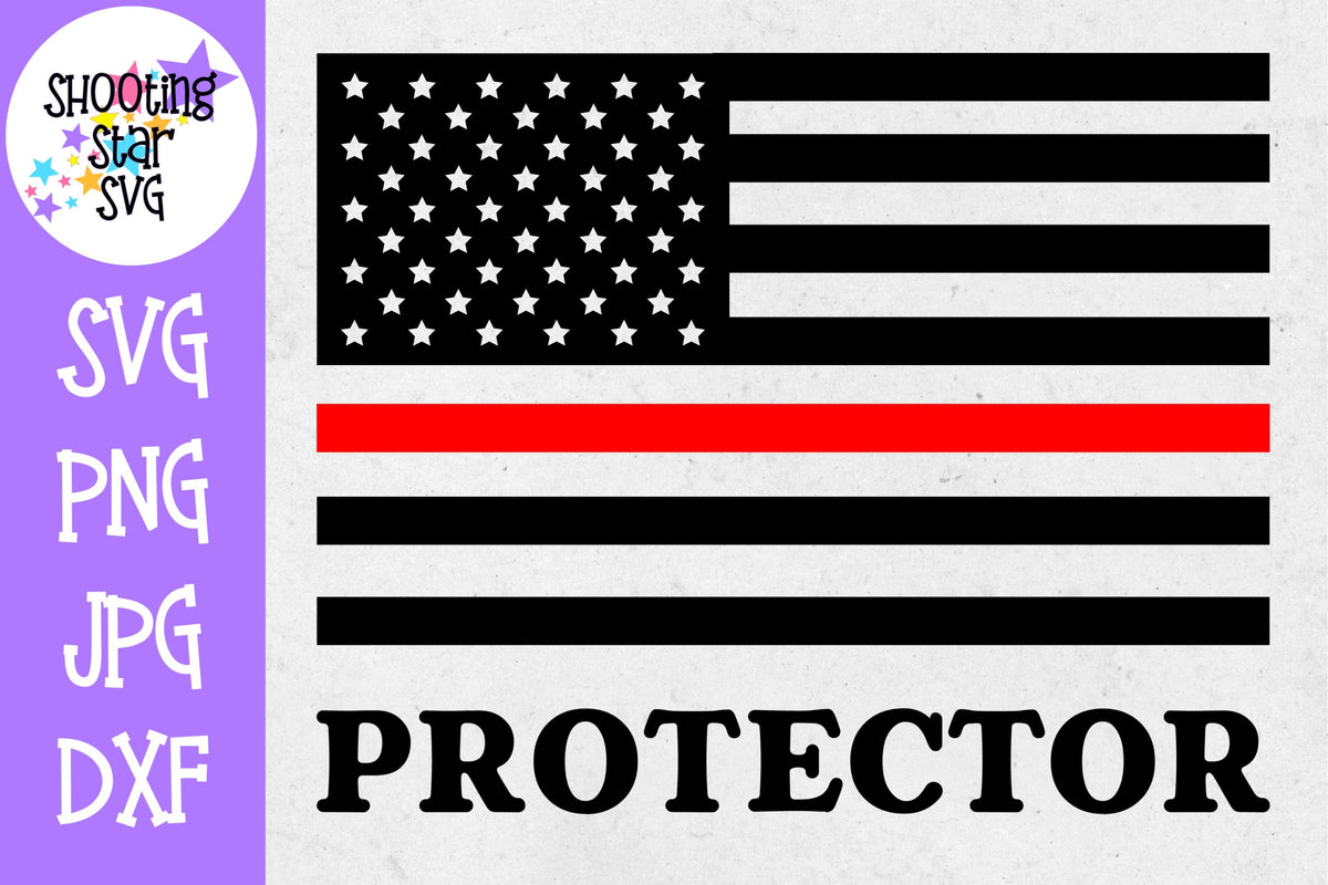 American Flag Protector- Thin Red Line - Firefighter SVG