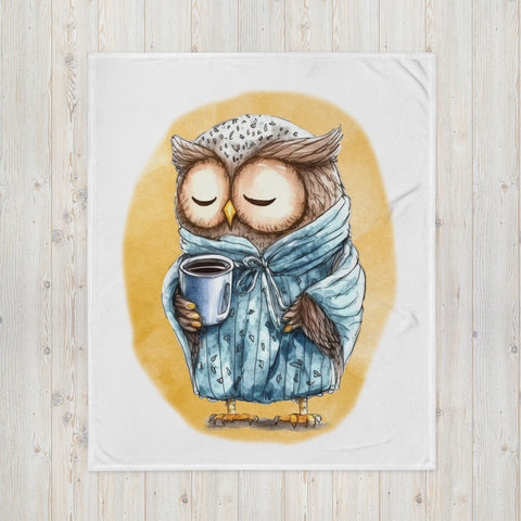 Sleepy Owl 100% Polyester Soft Silk Touch Fabric Throw Blanket - Cozy, Durable and Adorable