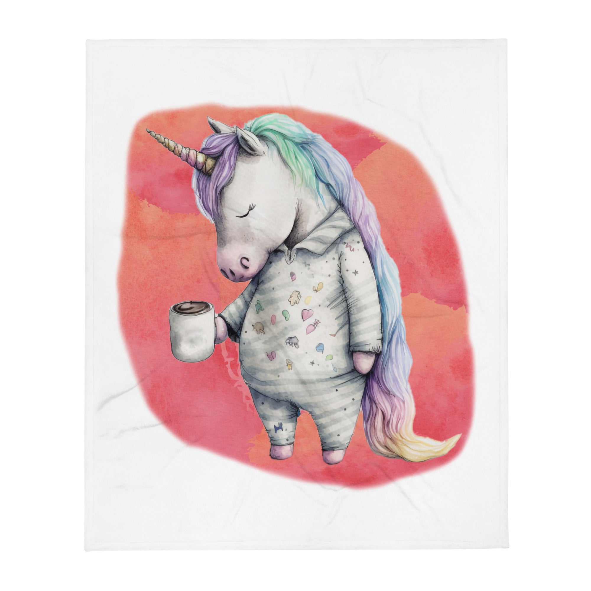 Sleepy Unicorn 100% Polyester Soft Silk Touch Fabric Throw Blanket - Cozy, Durable and Adorable
