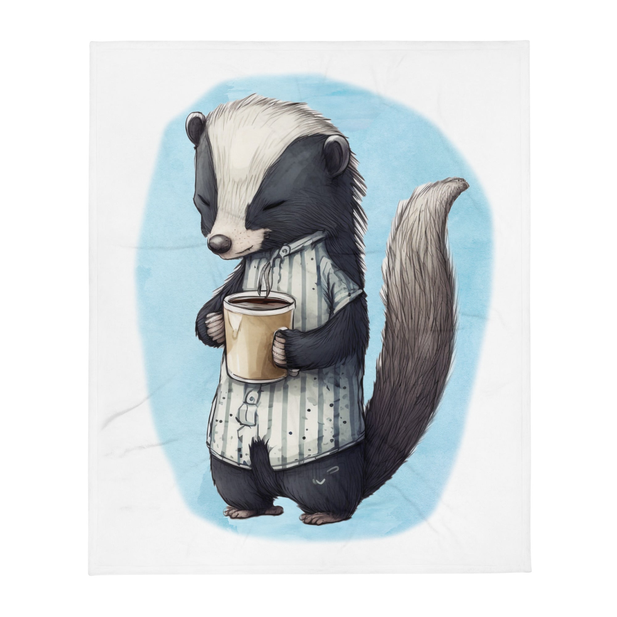 Sleepy Skunk 100% Polyester Soft Silk Touch Fabric Throw Blanket - Cozy, Durable and Adorable