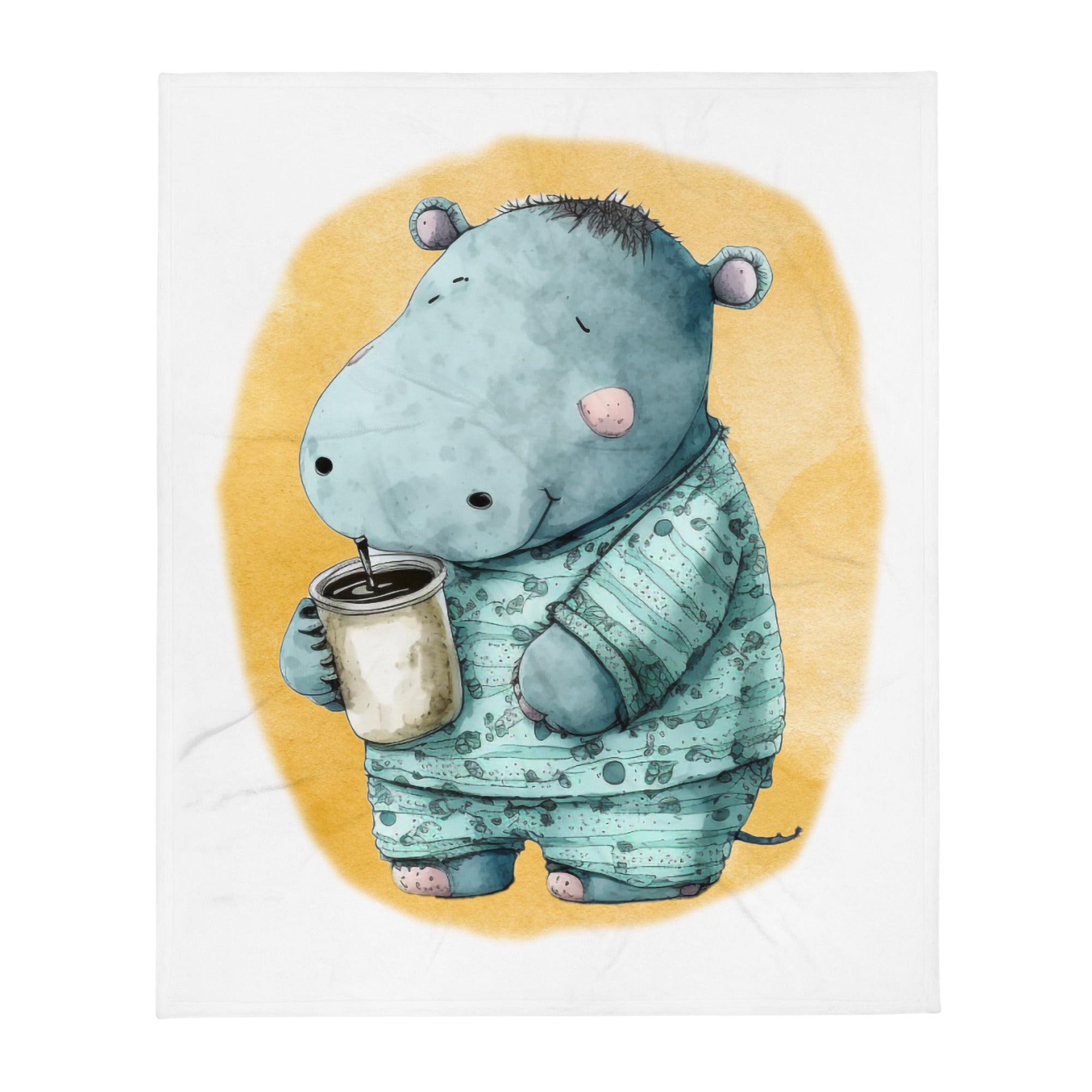 Sleepy Hippo 100% Polyester Soft Silk Touch Fabric Throw Blanket - Cozy, Durable and Adorable