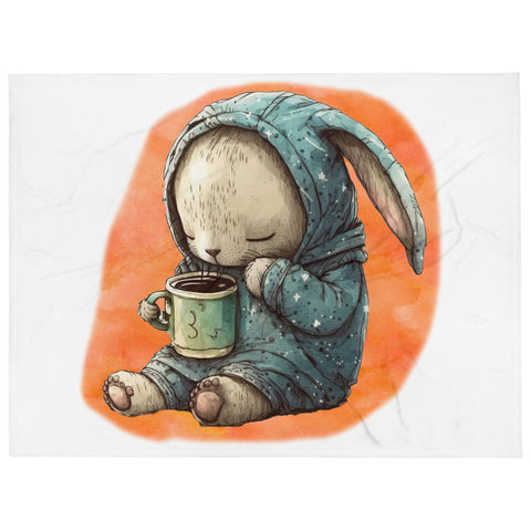 Sleepy Bunny 100% Polyester Soft Silk Touch Fabric Throw Blanket - Cozy, Durable and Adorable