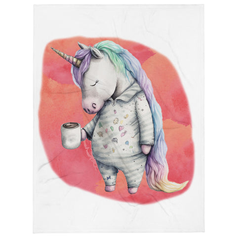 Sleepy Unicorn 100% Polyester Soft Silk Touch Fabric Throw Blanket - Cozy, Durable and Adorable