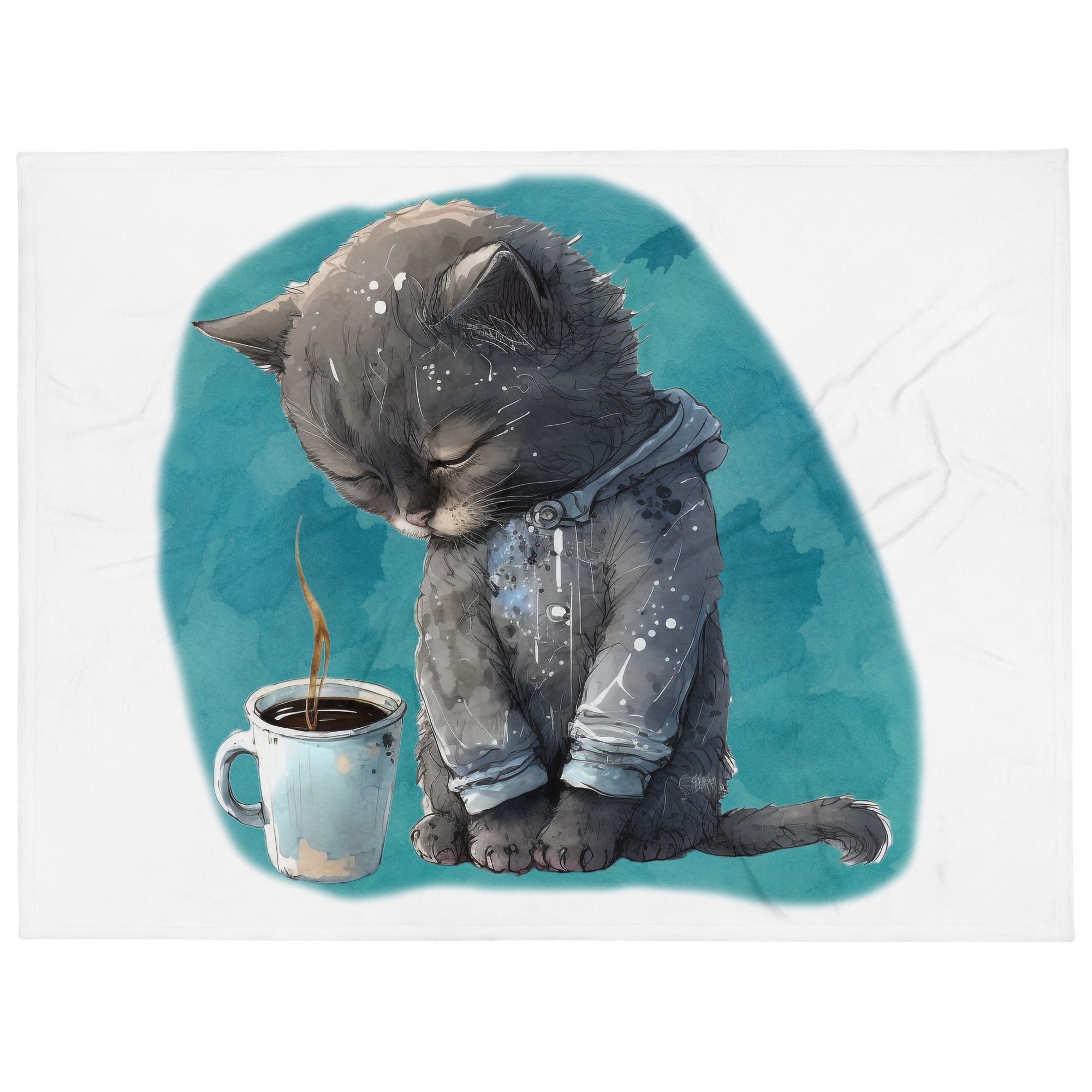 Sleepy Cat 100% Polyester Soft Silk Touch Fabric Throw Blanket - Cozy, Durable and Adorable