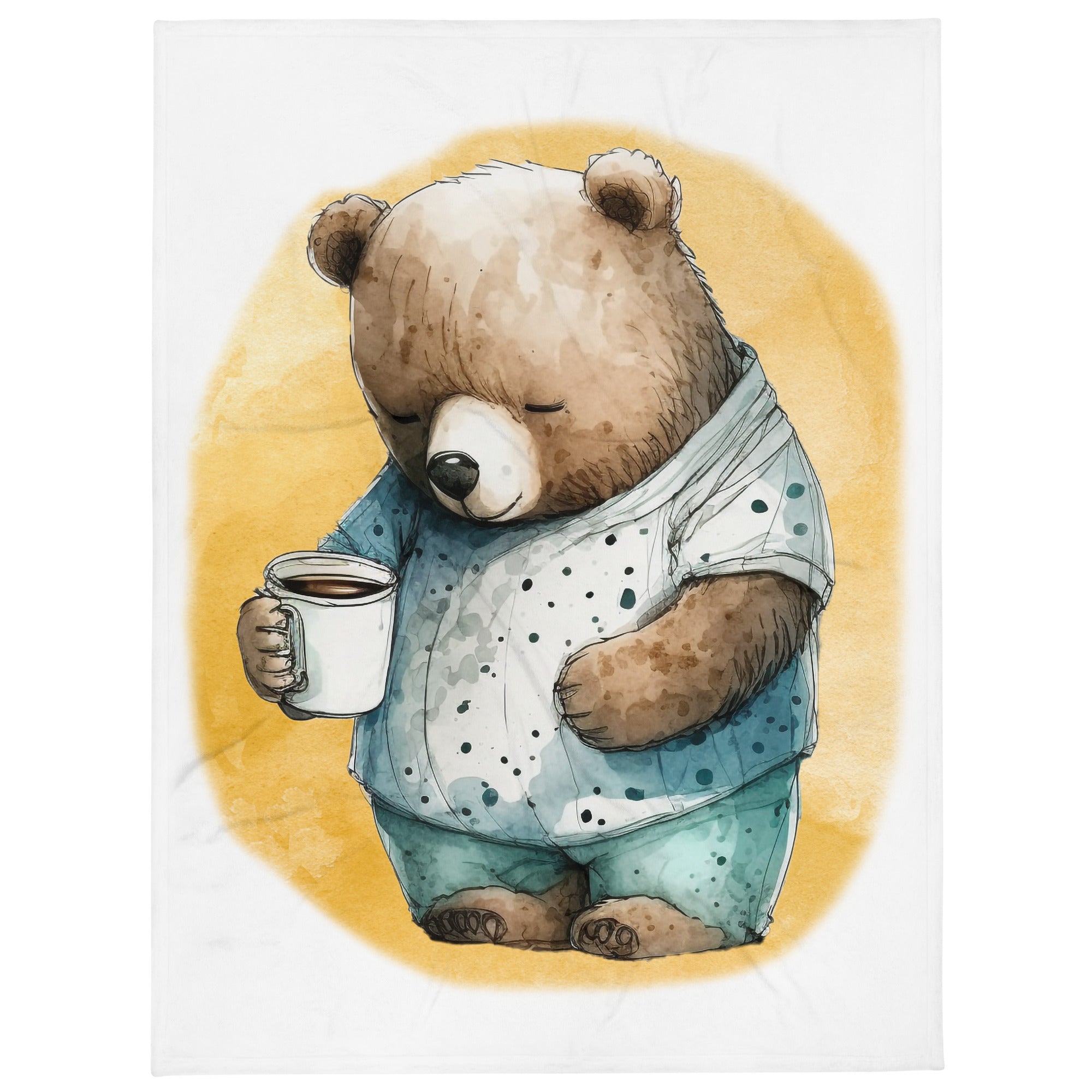 Sleepy Bear 100% Polyester Soft Silk Touch Fabric Throw Blanket - Cozy, Durable and Adorable