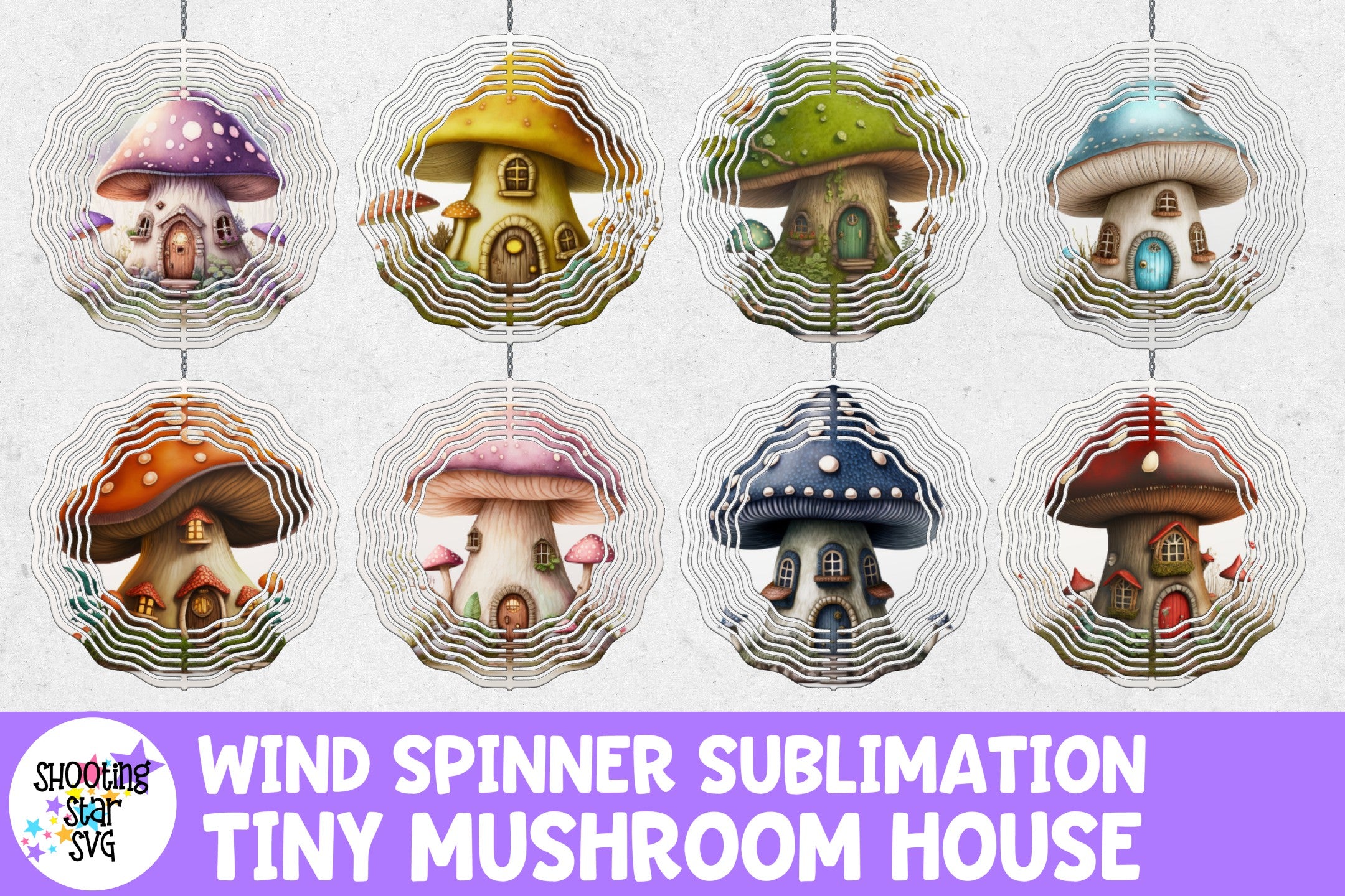 Tiny Mushroom House Wind Spinner Sublimation Bundle
