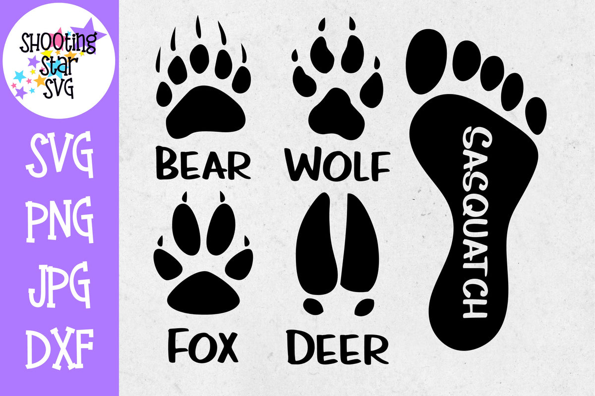 Animal Tracks with Sasquatch print - Children's SVG