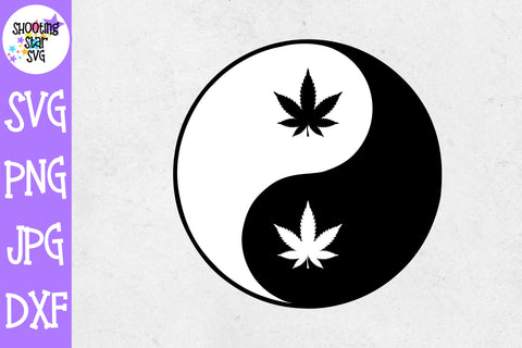 Yin Yang with Marijuana Leaves svg - Weed SVG - Marijuana SVG - Rolling Tray SVG