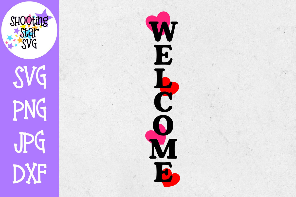 Welcome with hearts porch sign svg  - Front Door Sign - Home Decor SVG
