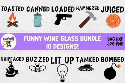 Funny Wine Glass SVG Bundle - Wine Glass Quotes