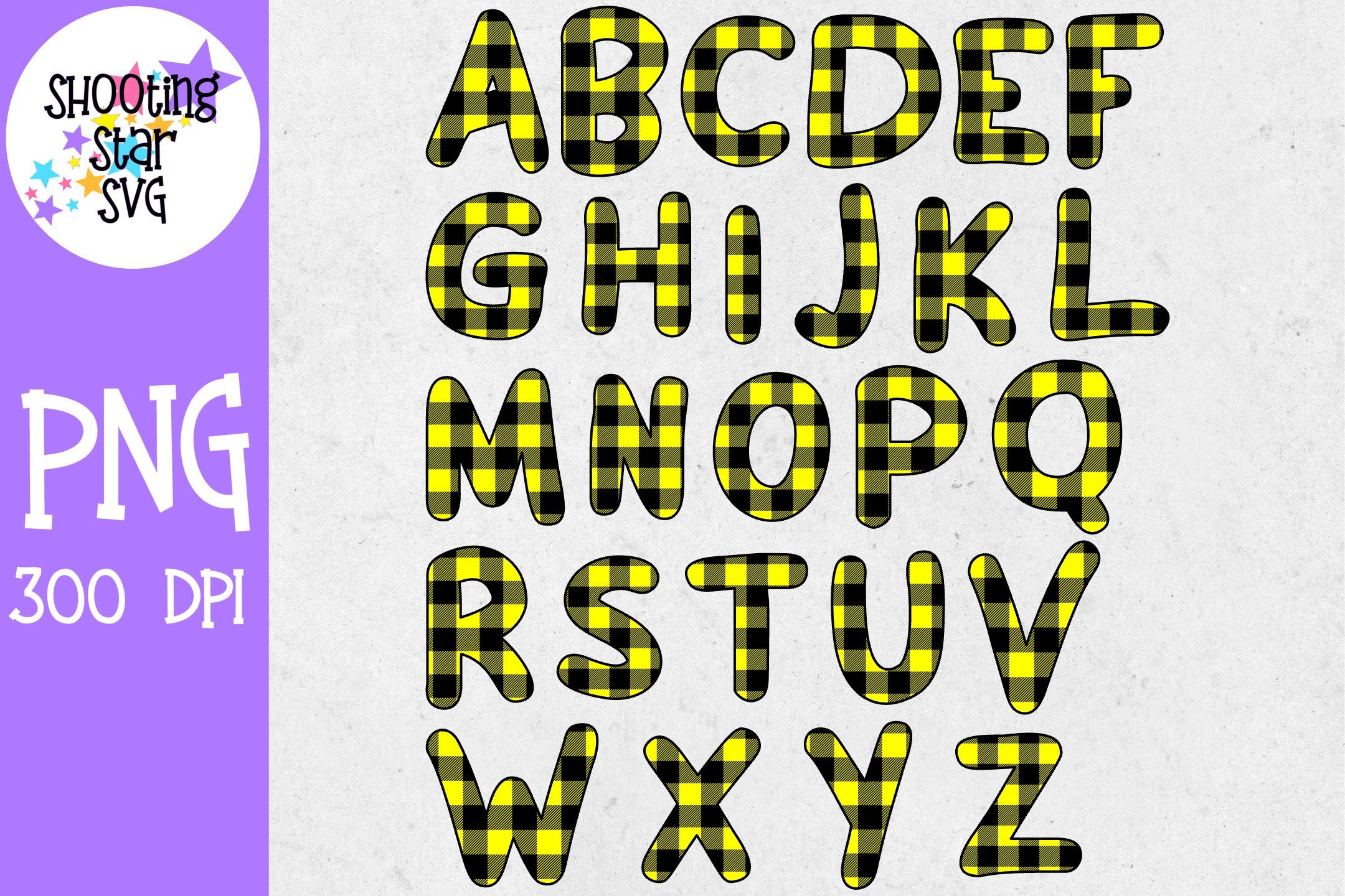 Yellow Buffalo Plaid Alphabet Set - Sublimation Alphabet